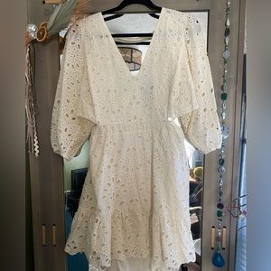 Eyelet cutout tie back dress